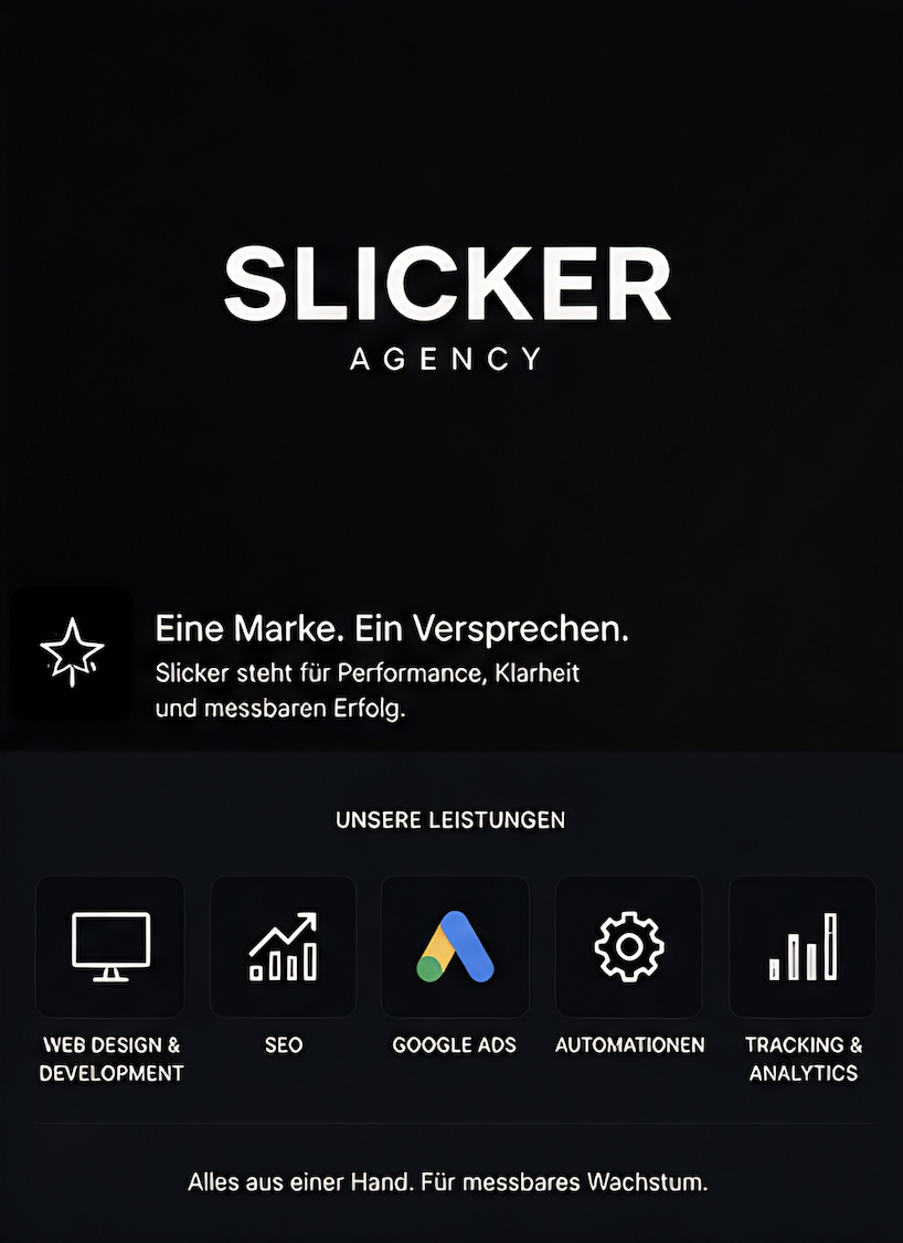 Slicker Markenauftritt mit Service-Kacheln