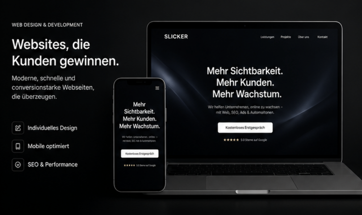 Website-Projekt auf Desktop und Smartphone